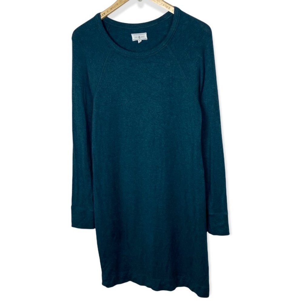 Loft Lou and Grey Signature Soft Long Sleeve Dress Turquoise Blue Green Minimal